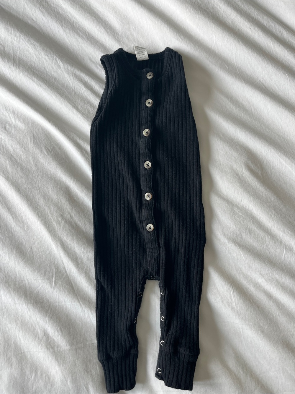 kate quinn Black Ribbed Baby Romper